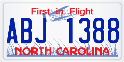 NC license plate ABJ1388