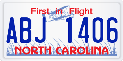NC license plate ABJ1406