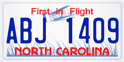 NC license plate ABJ1409