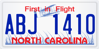 NC license plate ABJ1410