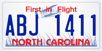NC license plate ABJ1411