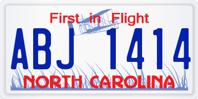 NC license plate ABJ1414
