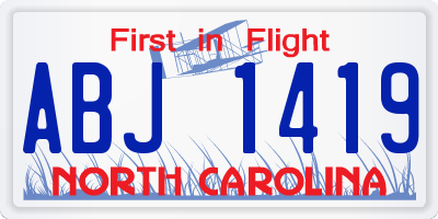 NC license plate ABJ1419