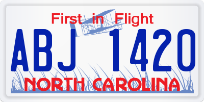 NC license plate ABJ1420