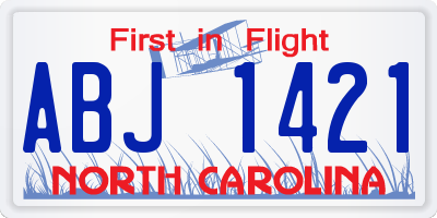 NC license plate ABJ1421