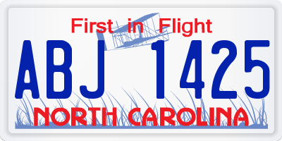 NC license plate ABJ1425