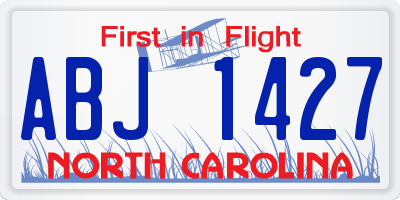 NC license plate ABJ1427