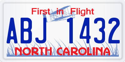 NC license plate ABJ1432