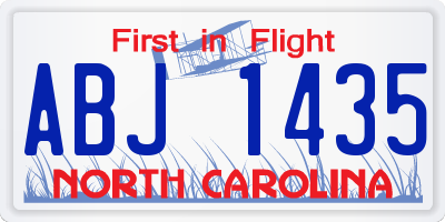 NC license plate ABJ1435