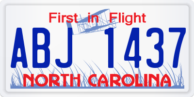 NC license plate ABJ1437