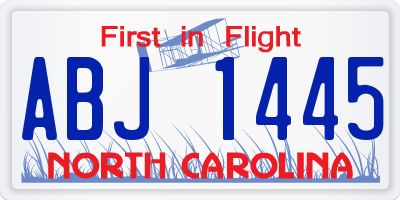 NC license plate ABJ1445