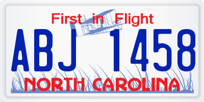 NC license plate ABJ1458