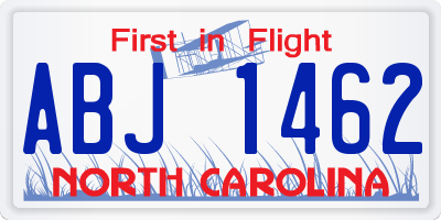 NC license plate ABJ1462