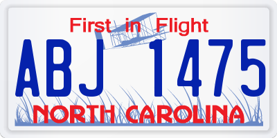 NC license plate ABJ1475