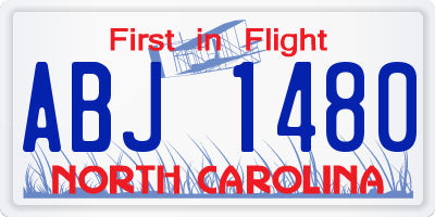 NC license plate ABJ1480