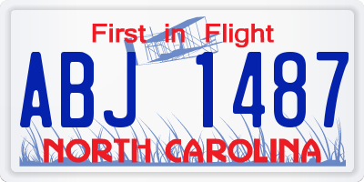 NC license plate ABJ1487