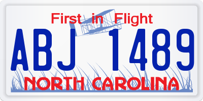 NC license plate ABJ1489