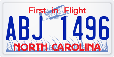 NC license plate ABJ1496