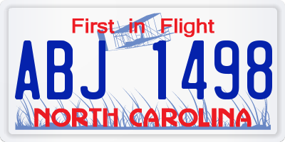 NC license plate ABJ1498
