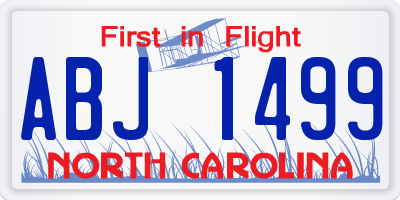 NC license plate ABJ1499