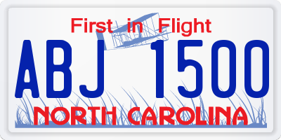 NC license plate ABJ1500