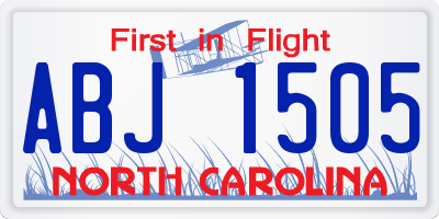 NC license plate ABJ1505