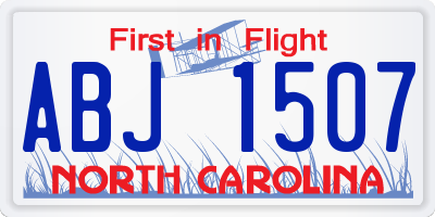 NC license plate ABJ1507
