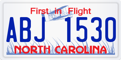 NC license plate ABJ1530