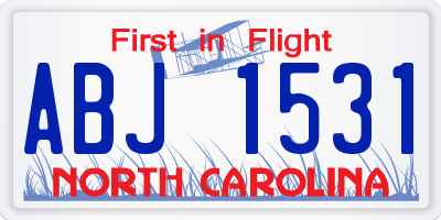 NC license plate ABJ1531