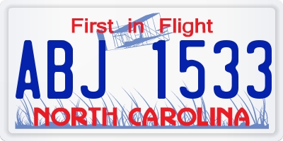 NC license plate ABJ1533