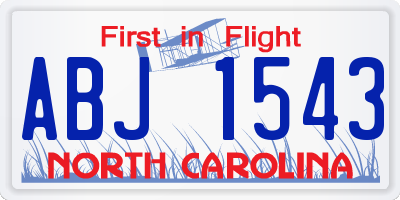 NC license plate ABJ1543