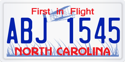 NC license plate ABJ1545