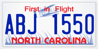 NC license plate ABJ1550
