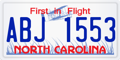 NC license plate ABJ1553