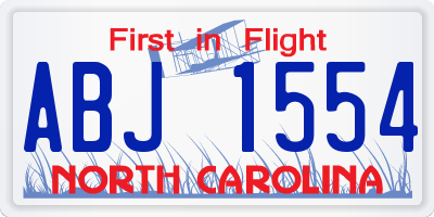 NC license plate ABJ1554