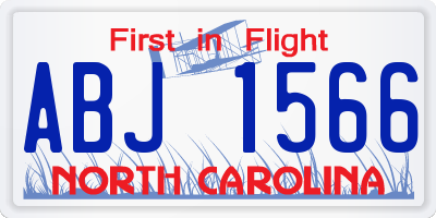 NC license plate ABJ1566