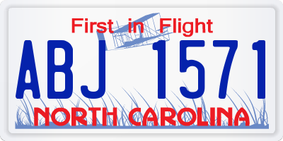 NC license plate ABJ1571