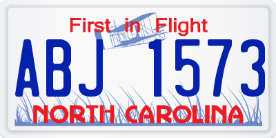 NC license plate ABJ1573