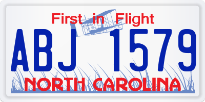 NC license plate ABJ1579