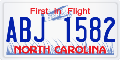 NC license plate ABJ1582