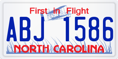 NC license plate ABJ1586