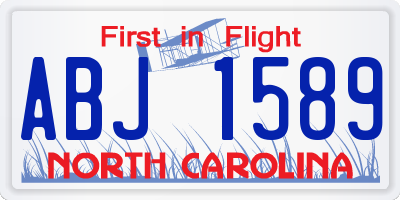 NC license plate ABJ1589