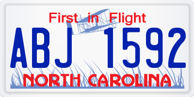 NC license plate ABJ1592