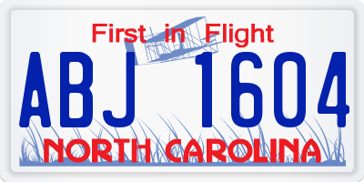 NC license plate ABJ1604