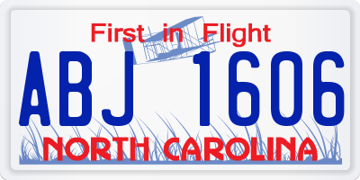 NC license plate ABJ1606