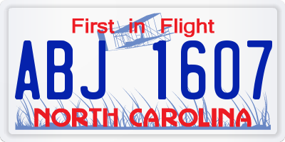NC license plate ABJ1607