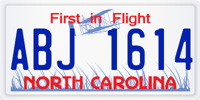 NC license plate ABJ1614