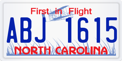 NC license plate ABJ1615
