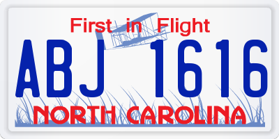 NC license plate ABJ1616