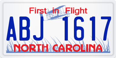 NC license plate ABJ1617